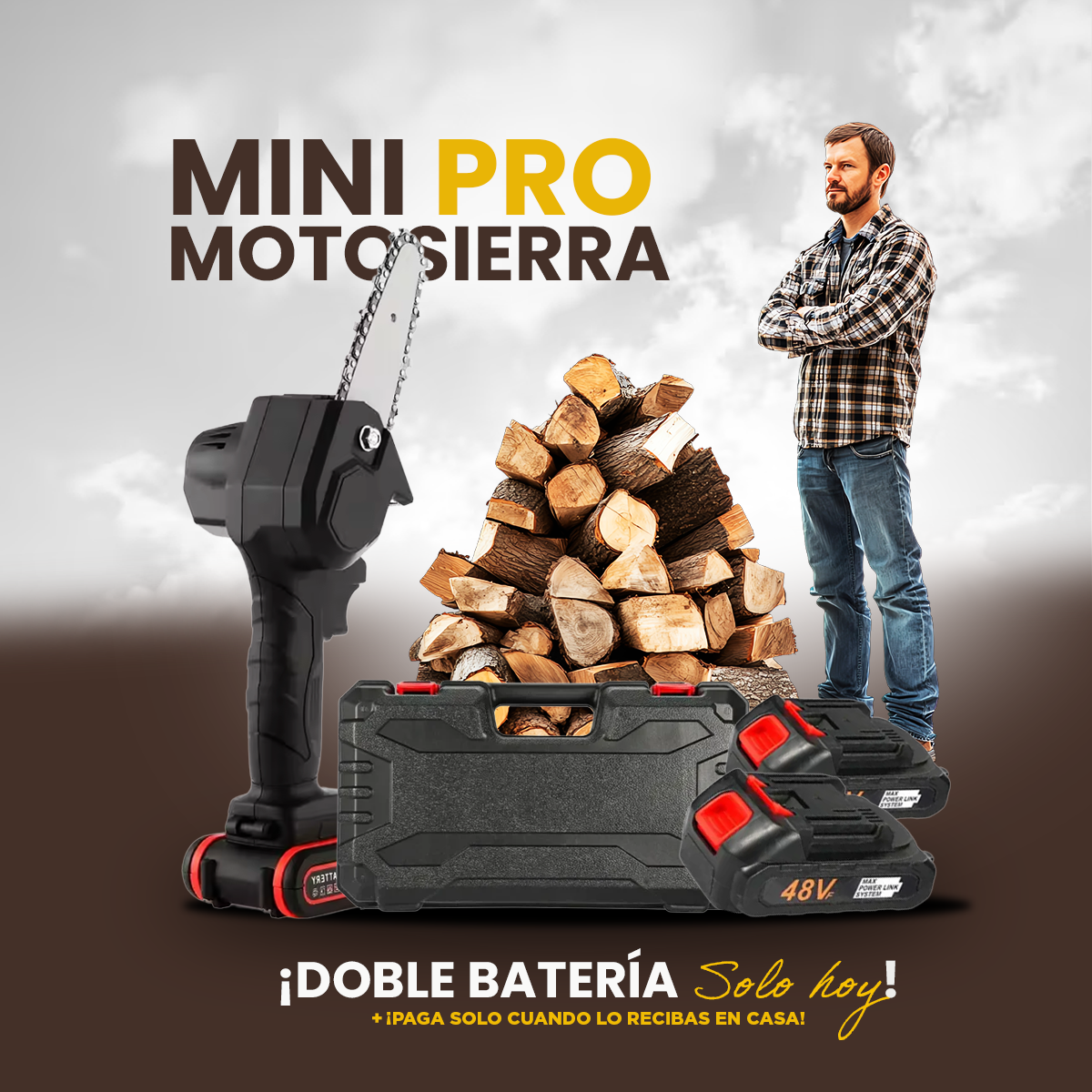 Mini Motosierra Pro DOBLE Batería